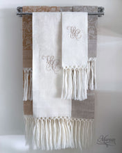Cargar imagen en el visor de la galería, Set Guest Towels Tessitura Damasco Rustica con Flecos