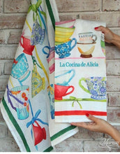 Cargar imagen en el visor de la galería, Paños de Cocina Tazas en Verde Toscana